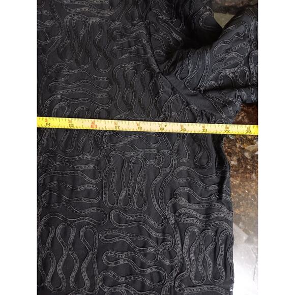 LAURA ASHLEY Black Jacket Top Semi Sheer Abstract Zip Up Blouse 1X Texture - Picture 12 of 14